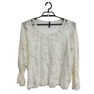 Massini women's Blouse Floral Lace top bell sleeve size 3X